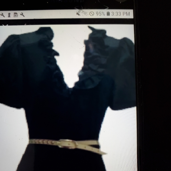 Bebe NWOT Puff Sleeve Ruffle Dress — (tag fell off). Never worn - Picture 2 of 11